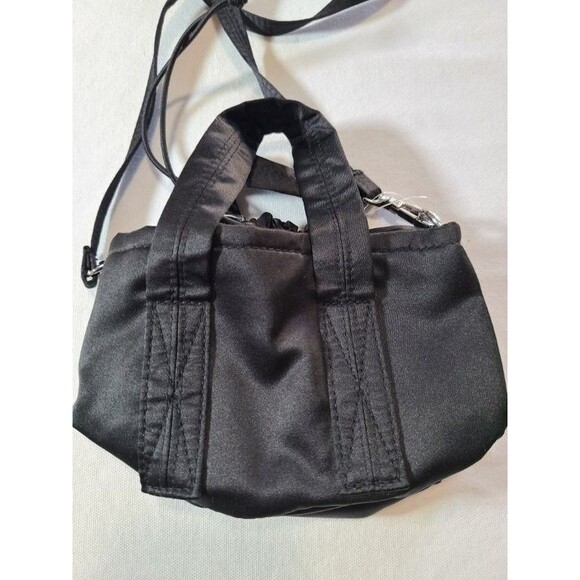 Victoria’s Secret PINK Black Crossbody Bag Satin Drawstring Mini Purse - Picture 2 of 5